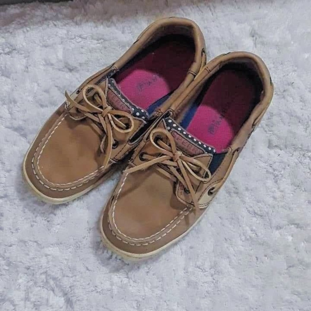 Sperry Leather Boat Shoes Polka Dots Girls size 3M